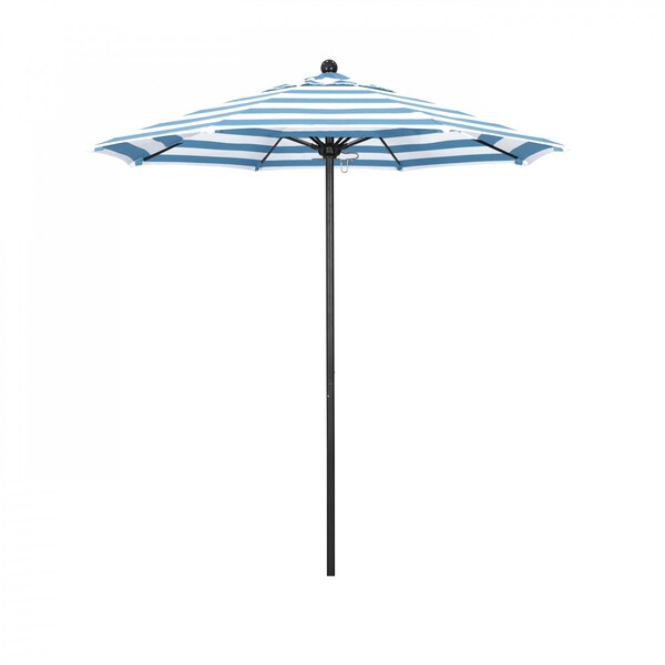 California Umbrella 7.5' Black Aluminum Market Patio Umbrella, Sunbrella Cabana Regatta 194061334621 - main